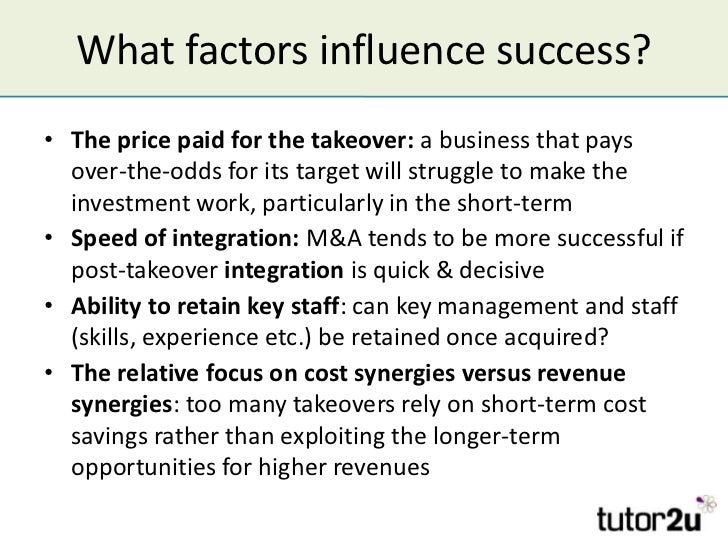 factors that may affect success or failure of m&a success and failure of merger & acquisition